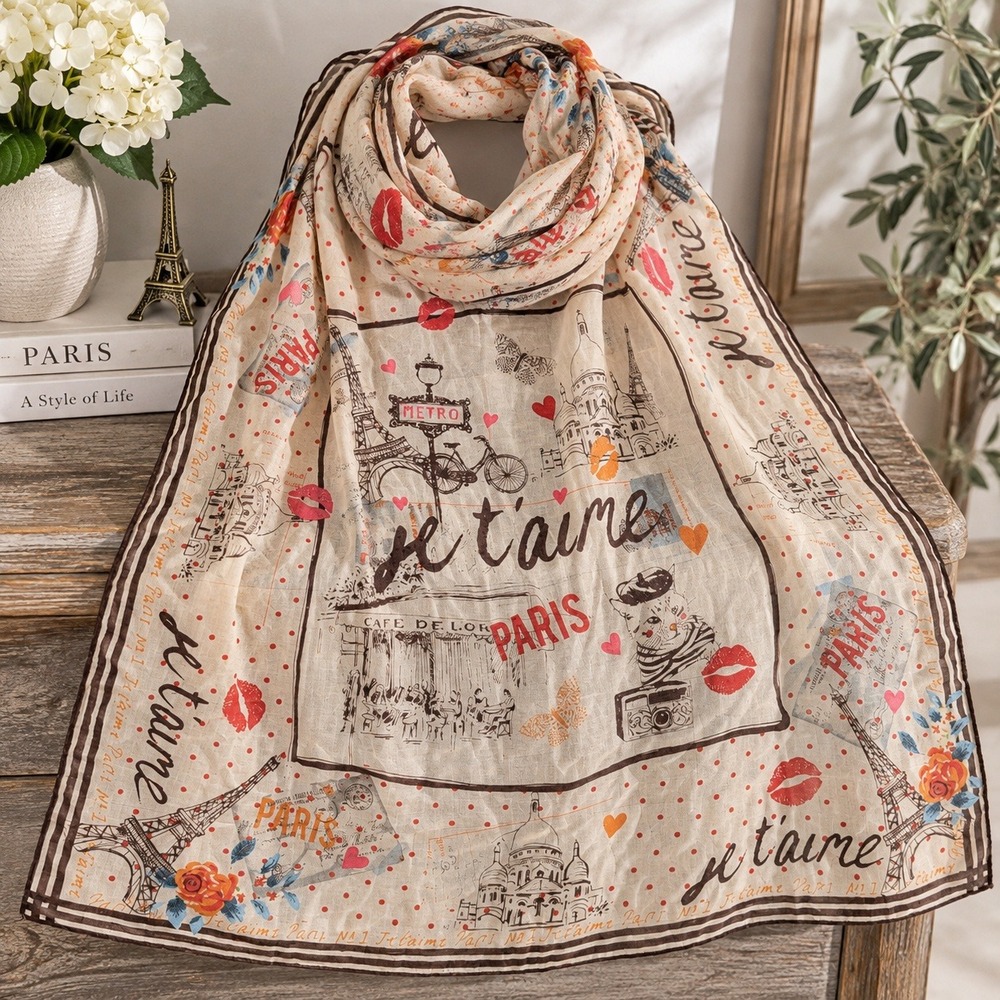 Yester Paris Je T'aime Square Scarf French Girl Coquette